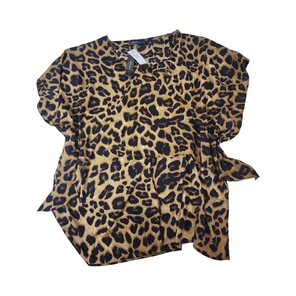 Zanzea Collection Womens Leopard Print Oversized Blouse Brown Black Size L NWT